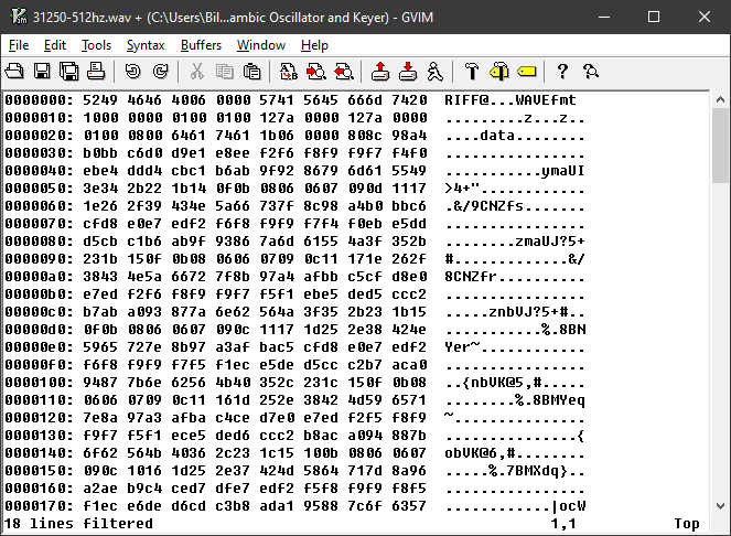File once the :%!xxd command is executed.